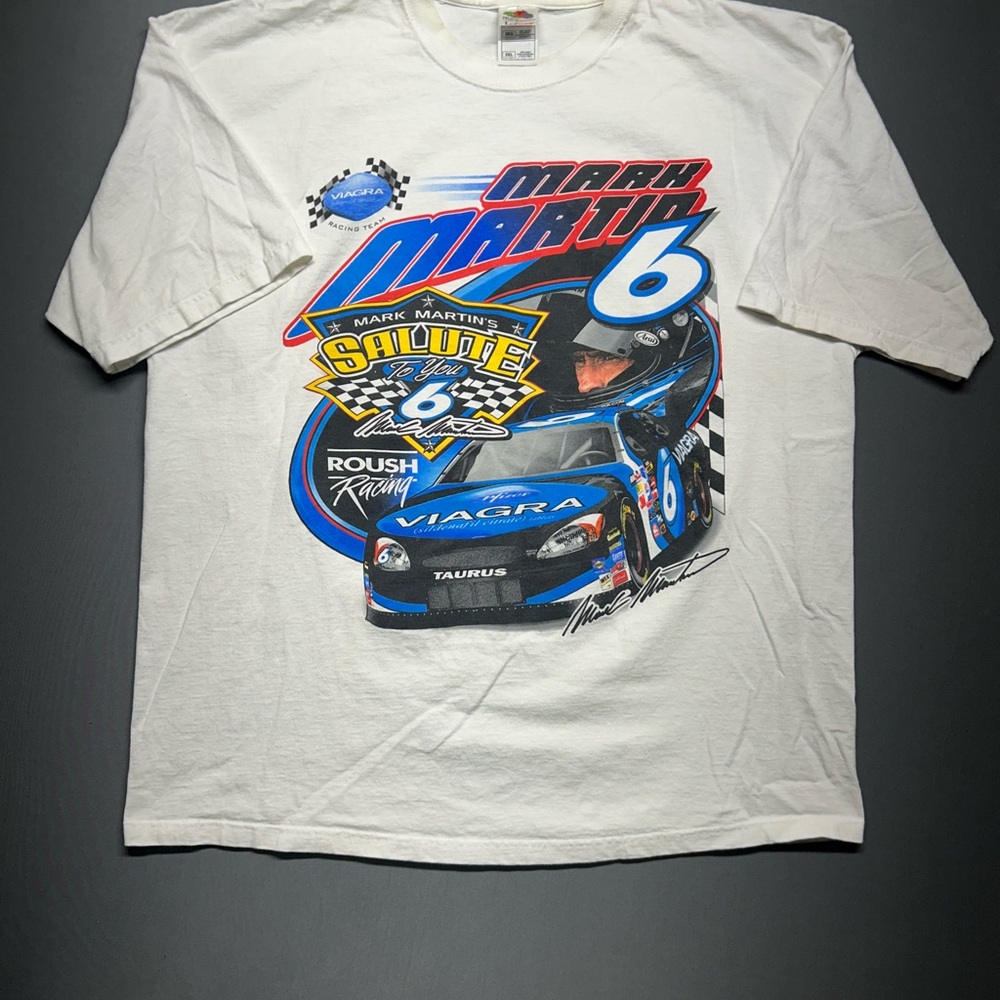Fruit of the Loom White Racing Graphic Tee
